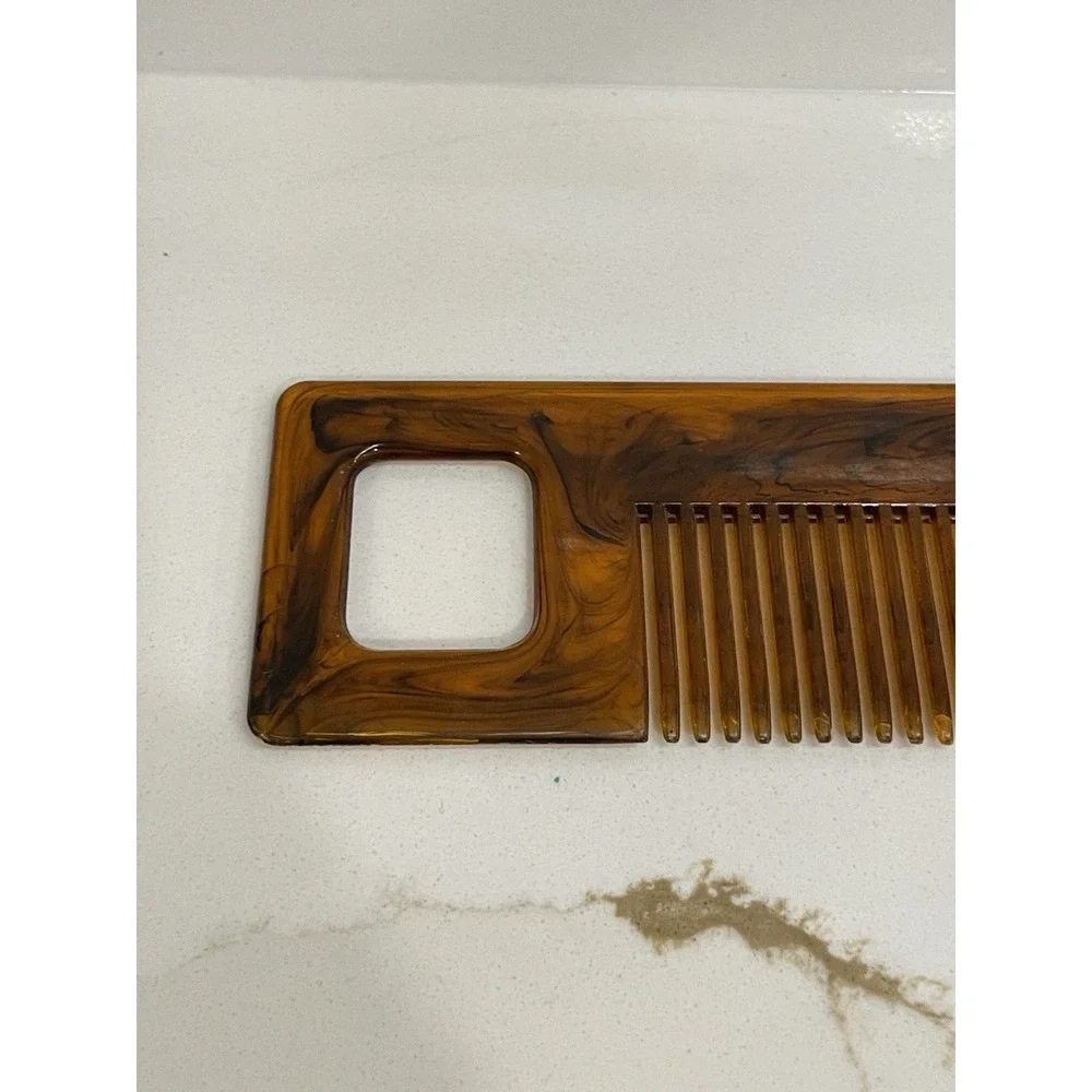 Vintage Tortoise Shell Pocket Comb 5 inch‎ Retro Geometric 1970s MCM